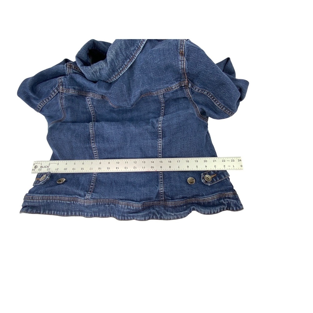 Lane Bryant Women Blue Denim Trucker Jacket Size 20 Stretch Medium Wash Classic - Picture 7 of 8